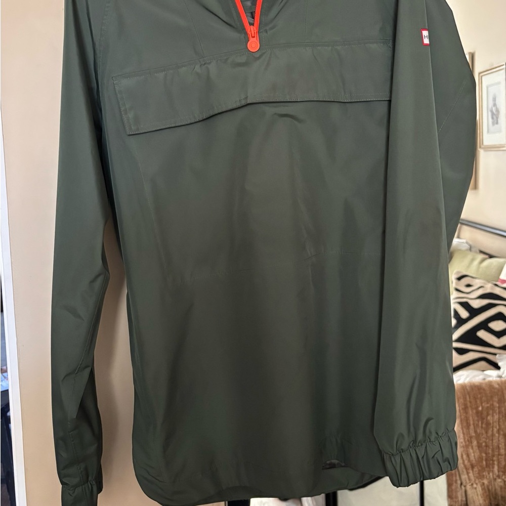 Hunter Women's Dark Green Raincoat with Red Accents